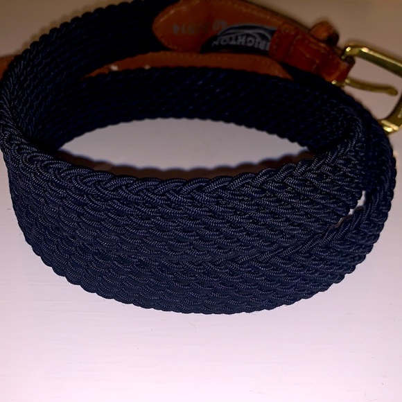 Brighton Woven Belt Croc Embossed Leather Brass Buckle Mens Size 40 - Picture 8 of 10